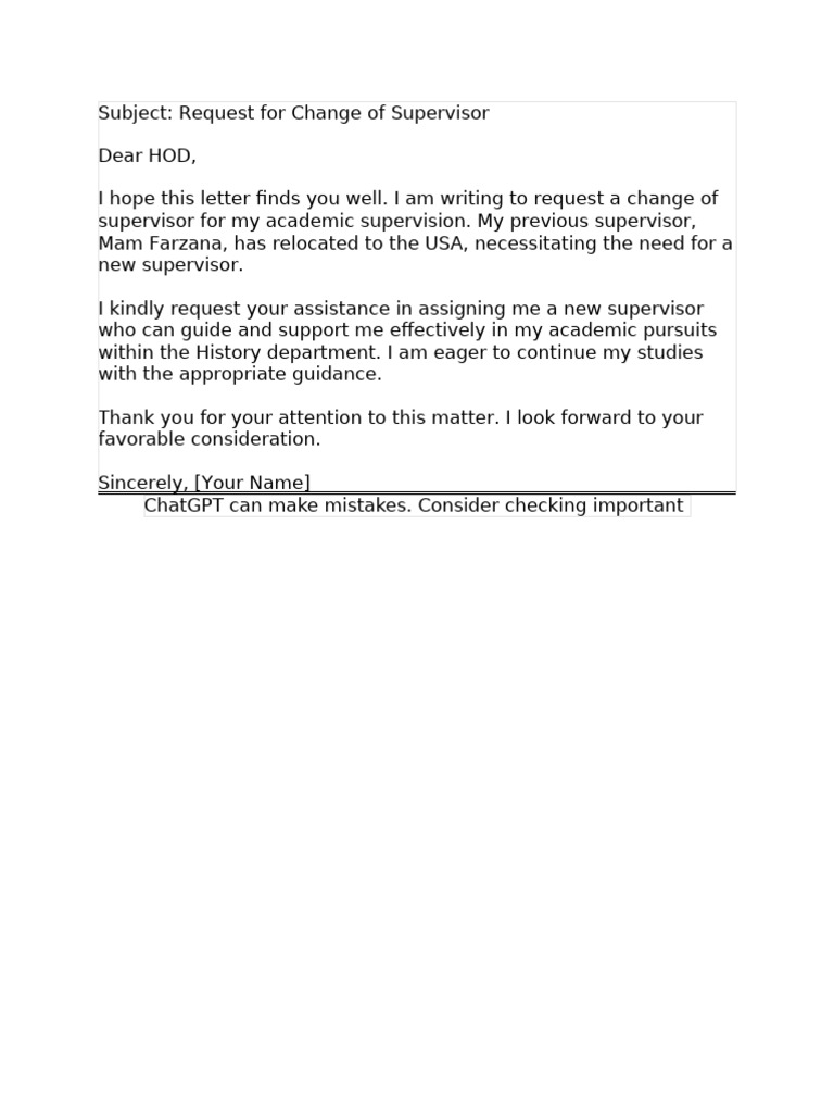 Academic Supervisor Change Request | PDF