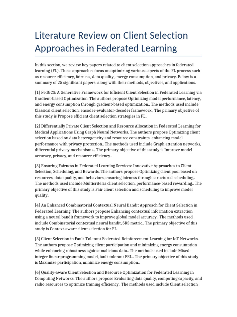 Federated Learning Client Selection | PDF | Mathematical Optimization ...
