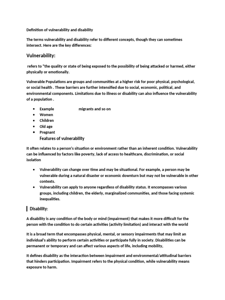 Understanding Vulnerability vs. Disability | PDF | Vulnerability ...