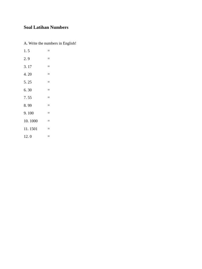 Soal Latihan Numbers Pdf Career Growth Language Arts Discipline