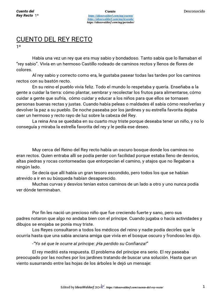 Cuento Del Rey Recto | PDF | Historia | Poesía