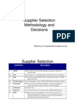 Supplier Selection Methodology and Decisions