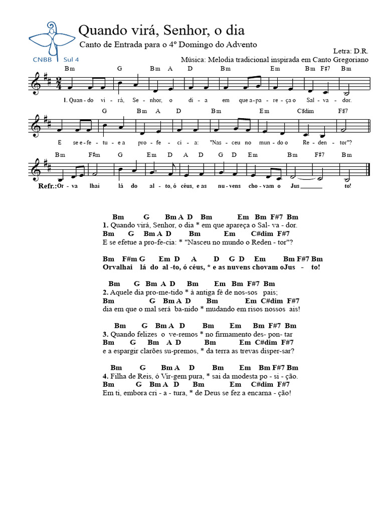 Quando Virá, Senhor, o Dia - Partitura | PDF | Crença e doutrina religiosa