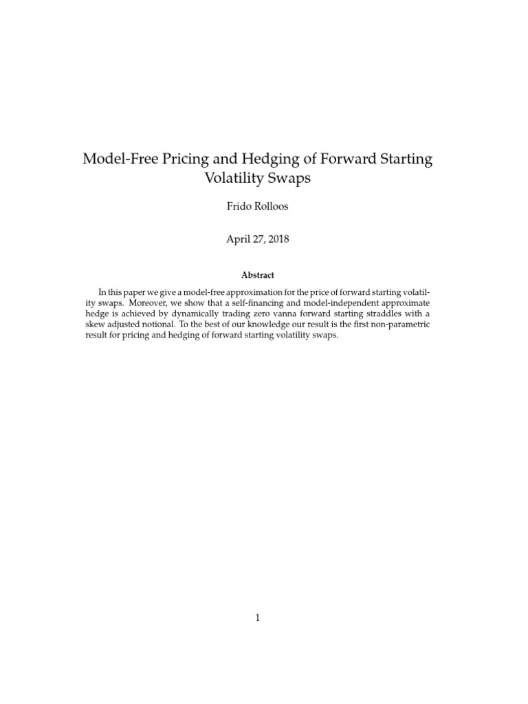 Model-Free Pricing of Volatility Swaps | PDF | Option (Finance ...