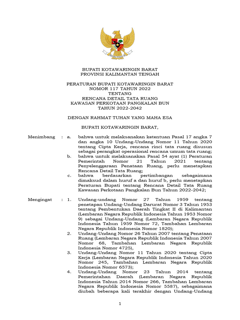 Peraturan Bupati Nomor 117 Tahun 2022 Tentang RDTR Perkotaan Pangkalan ...