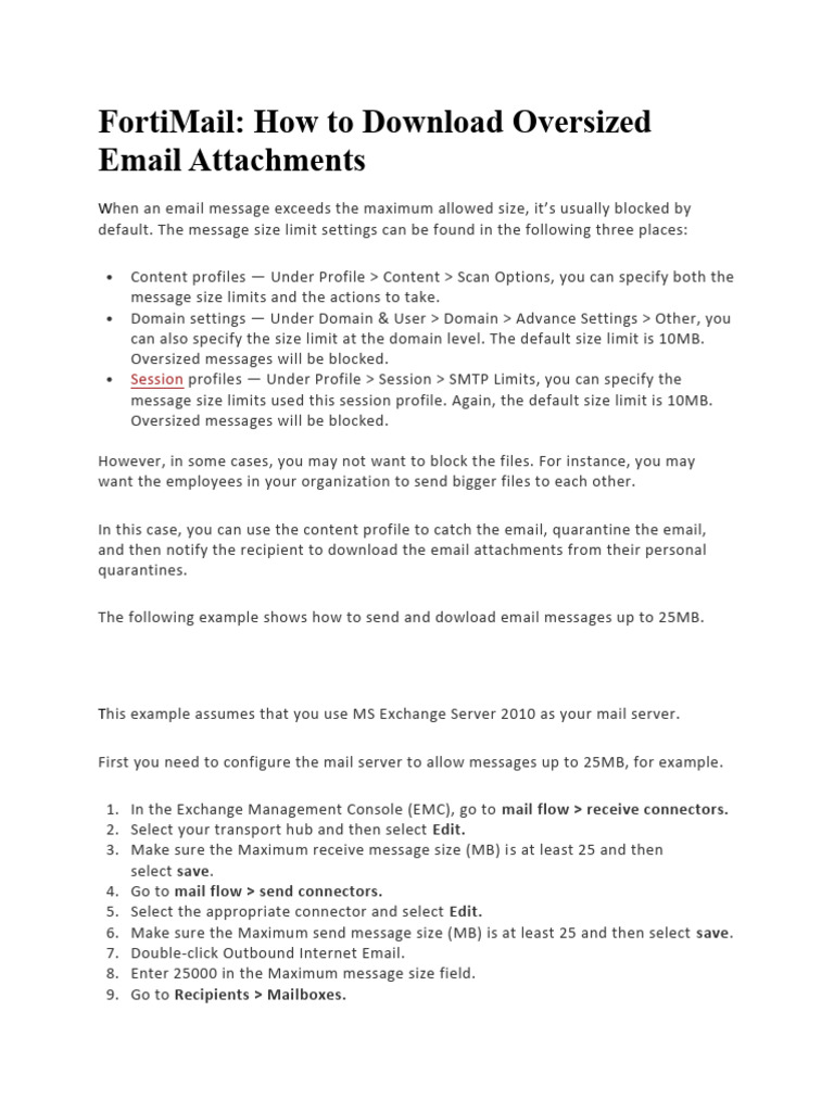 How to download oversized email attachments in fortimail pdf online