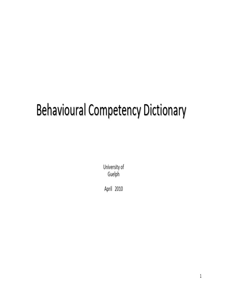 Competency Dictionary (5 Levels) | PDF | Competence (Human Resources ...