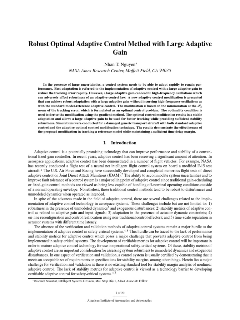 Robust Adaptive Control with Large Gain | PDF | Flight Dynamics (Fixed ...