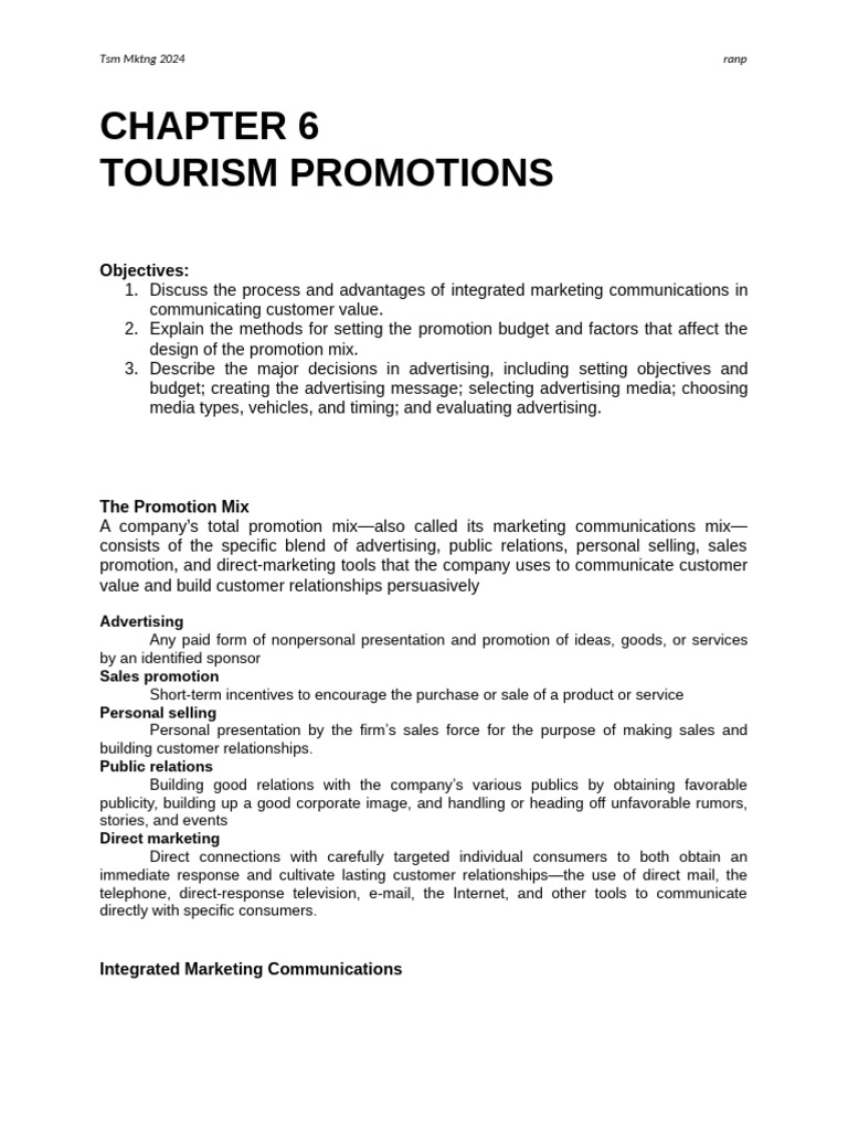 Tourism Marketing Strategies | PDF | Sales | Marketing