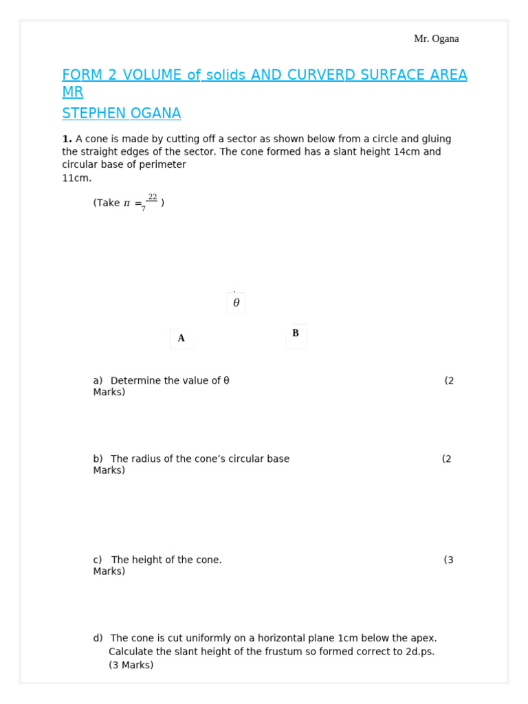 2.13&14 Volume of Solids and Surface Area | PDF | Euclidean Geometry ...