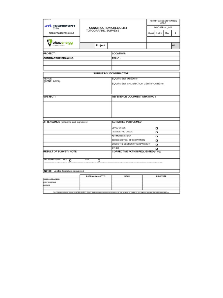 Topographic Survey Construction Checklist | PDF