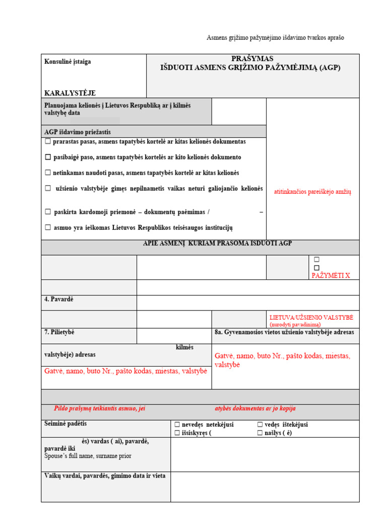 AGP Prašymas, Pavyzdys | PDF