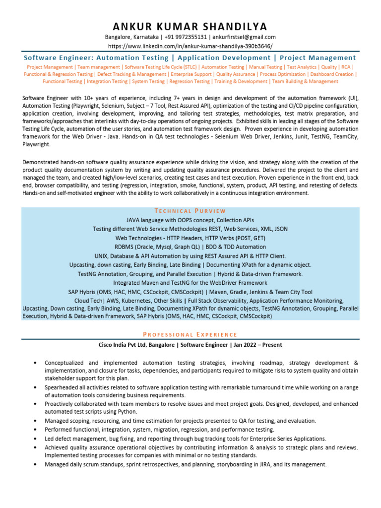 Automation Testing & Project Management Expert | PDF | Software Testing ...