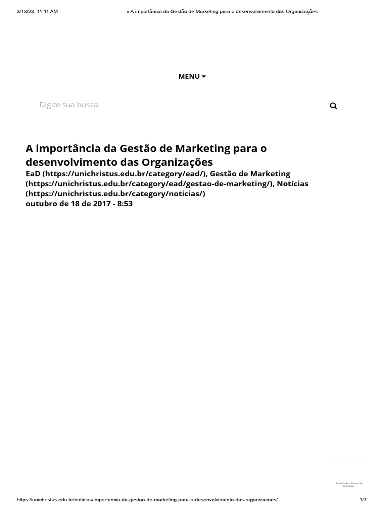 Gestão de Marketing: Chave para Sucesso | PDF | Marketing | Mercado ...