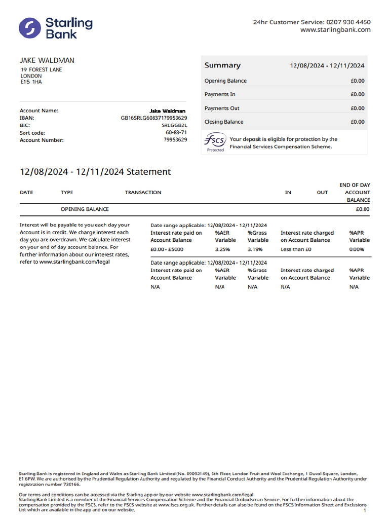 StarlingStatement - 23 07 2024 - 31 07 2024 | PDF
