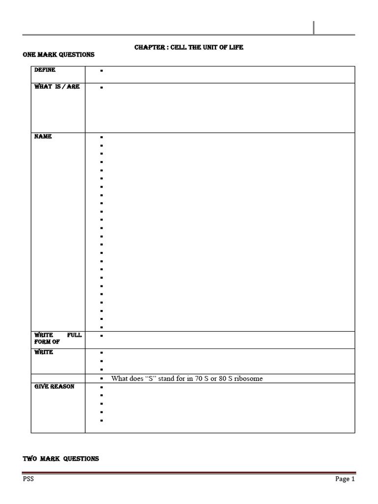 KPU 24 I PU BIO Mid Term Revision Paper Chapters Cell The Unit of Life ...
