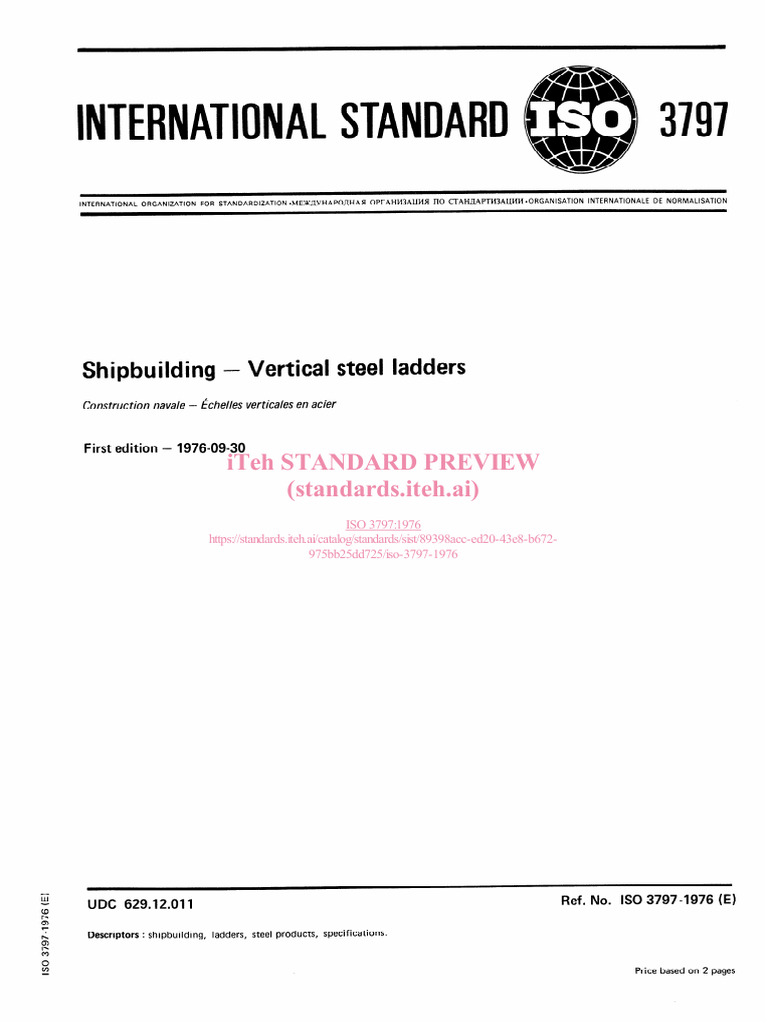 ISO 3797: Vertical Steel Ladders Standard | PDF | International ...