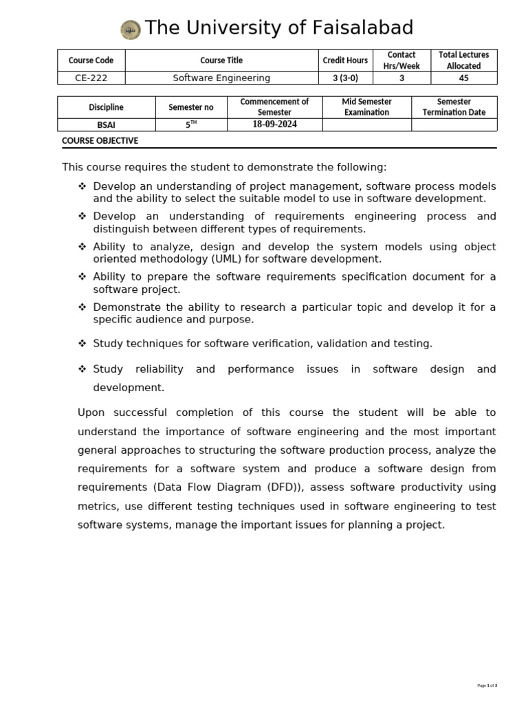 Software Engineering Outline | PDF | Use Case | Software Development ...