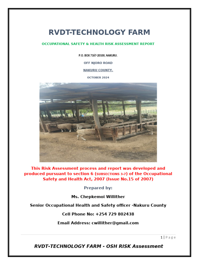 RVDT Technology Farm Safety Assessment | PDF | Occupational Safety And ...