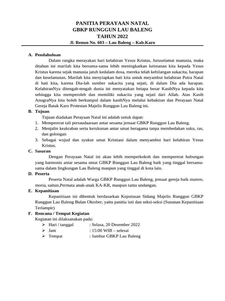 Perayaan Natal GBKP Lau Baleng 2022 | PDF