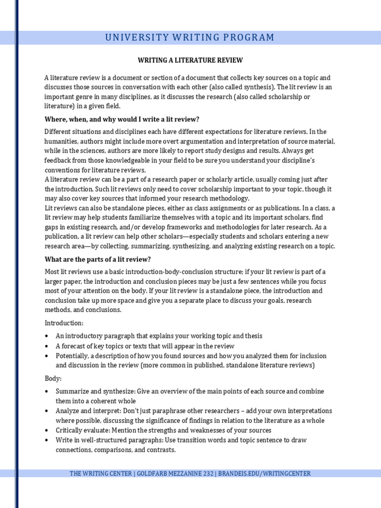Writing a Literature Review Guide | PDF | Methodology | Theory