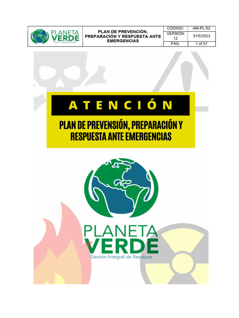 Plan de Emergencias y Contingencias (V12) | PDF | Riesgo | Gestión de ...