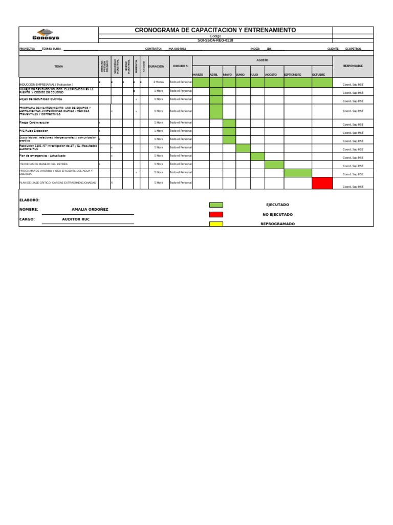 Cronograma Capacitaciones | PDF | La seguridad
