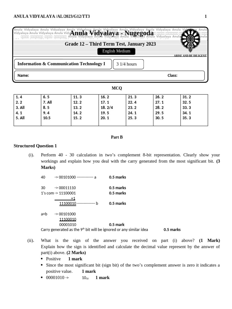 Marking Scheme ICT - Grade12 | PDF | Read Only Memory | Computer Memory