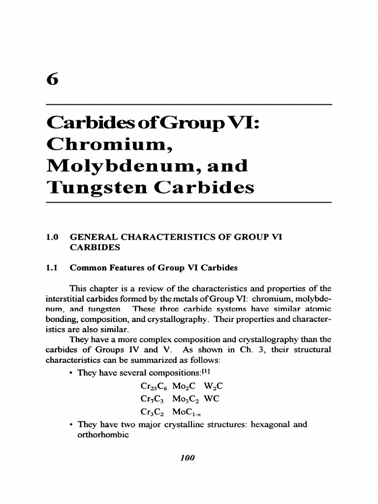 Group VI Carbides: Properties Overview | PDF | Tungsten | Chromium