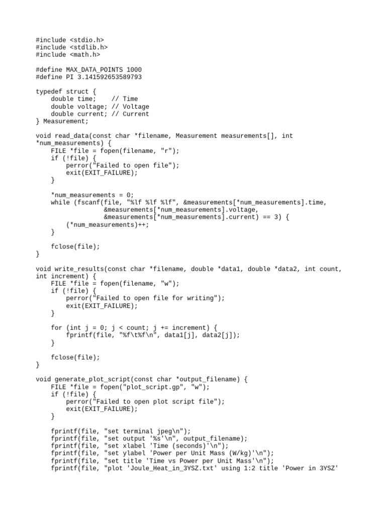 Power and Joule Heating Analysis Code | PDF | Computer Programming | C++