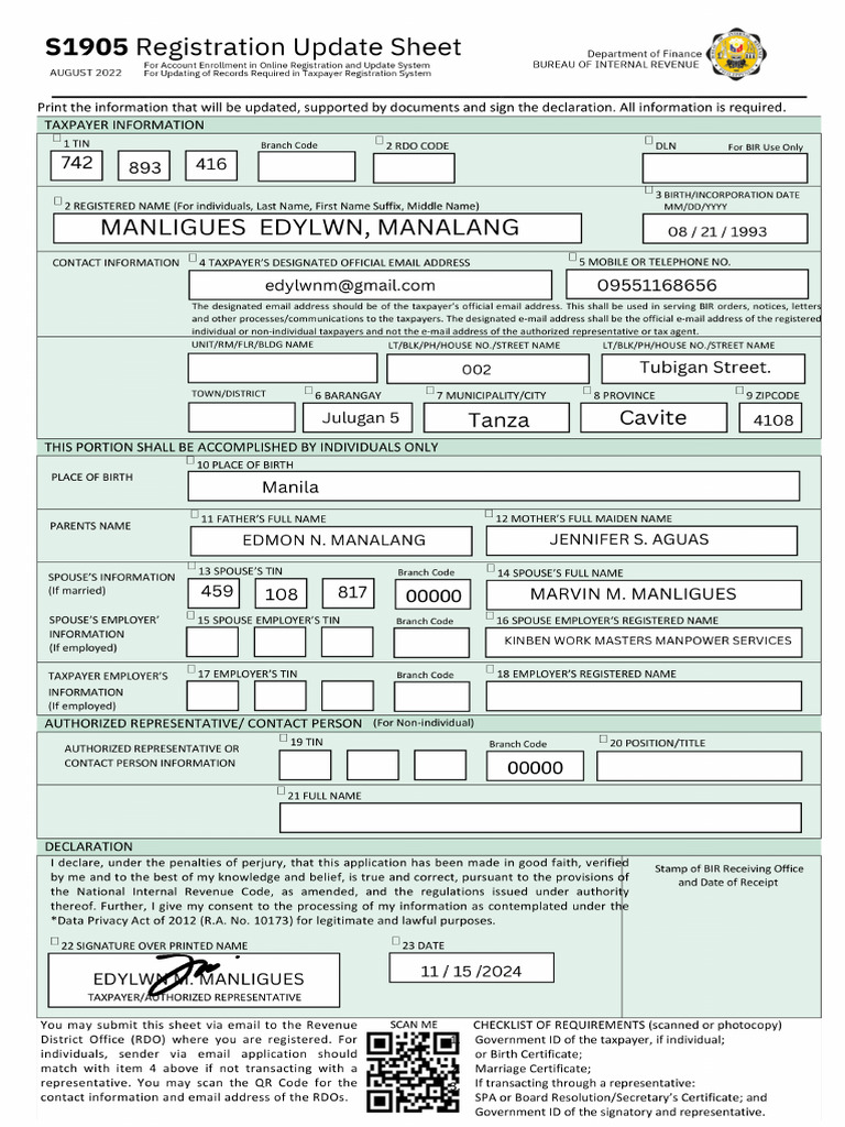 Bir s1905 registration update sheet pdf 20241114 211634 0000