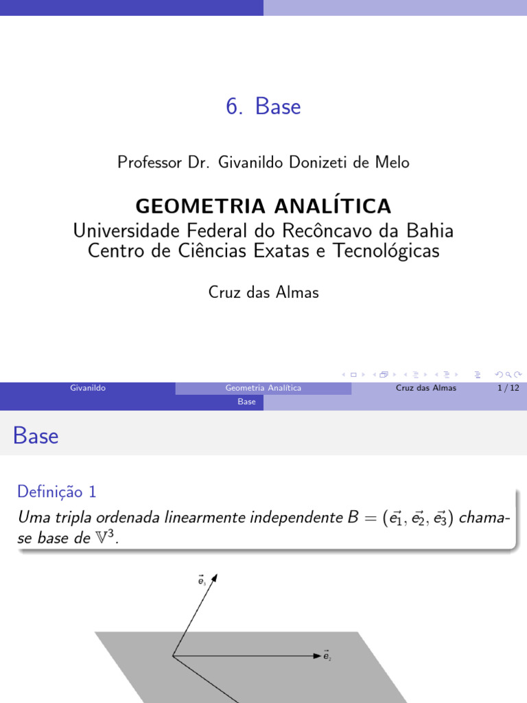 Conceito de Base em Geometria Analítica | PDF | Ortogonalidade | Vetor ...