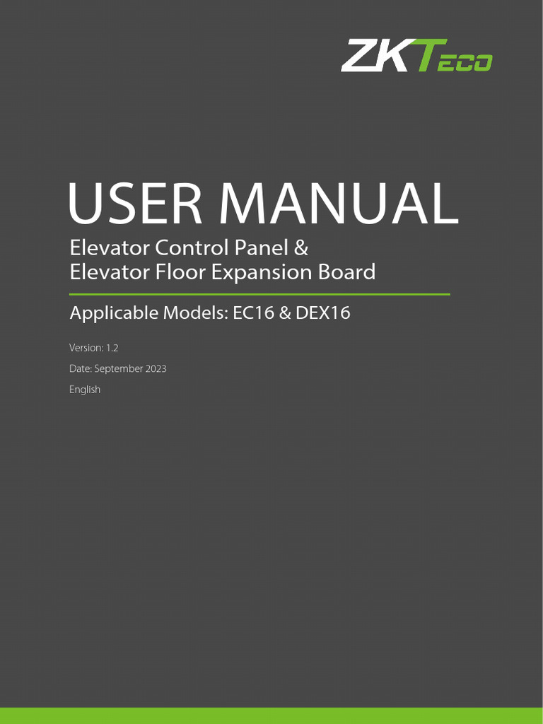 Ec16 Dex16 Elevator Control Panel Extension Board Um v1.2 20230908 ...