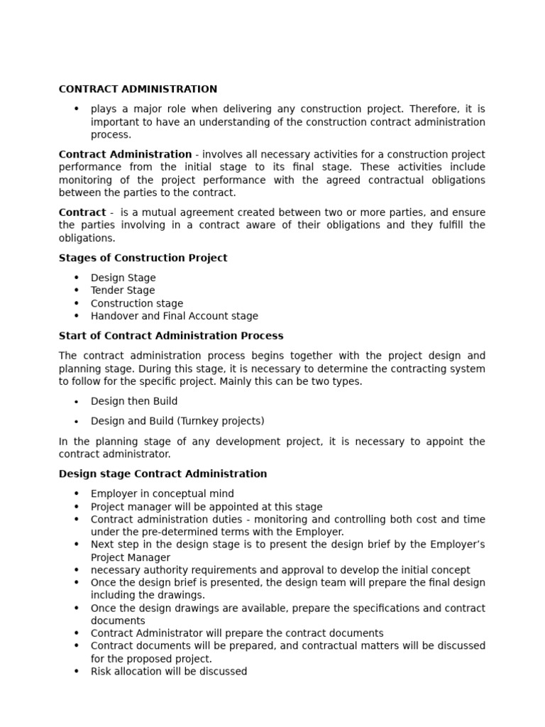 Construction Contract Administration Guide | PDF | Occupational Safety ...