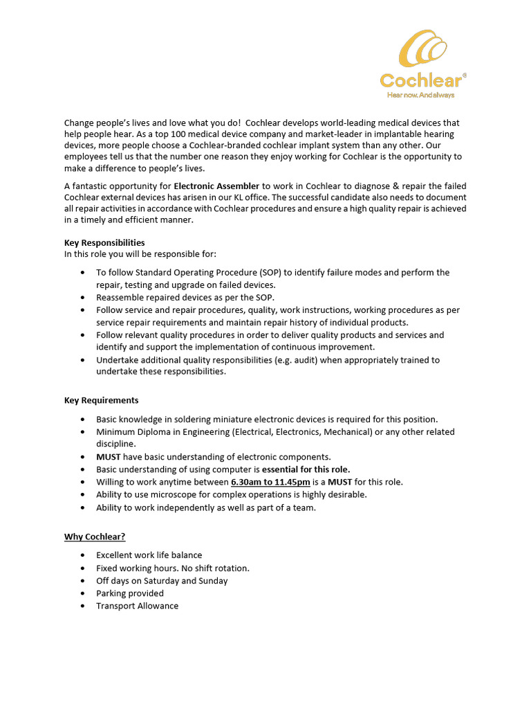 JD Electronic Assembler Fresh Graduate PDF