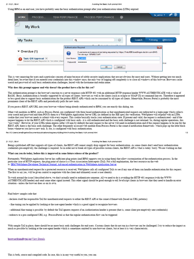 Avoiding Basic Auth Prompts in BPM | PDF | Http Cookie | Hypertext