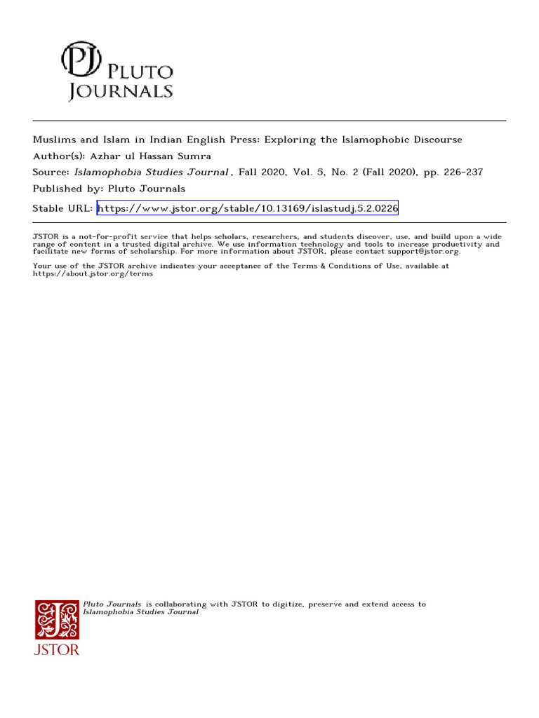 Islamophobia in Indian English Media | PDF | Islamophobia ...