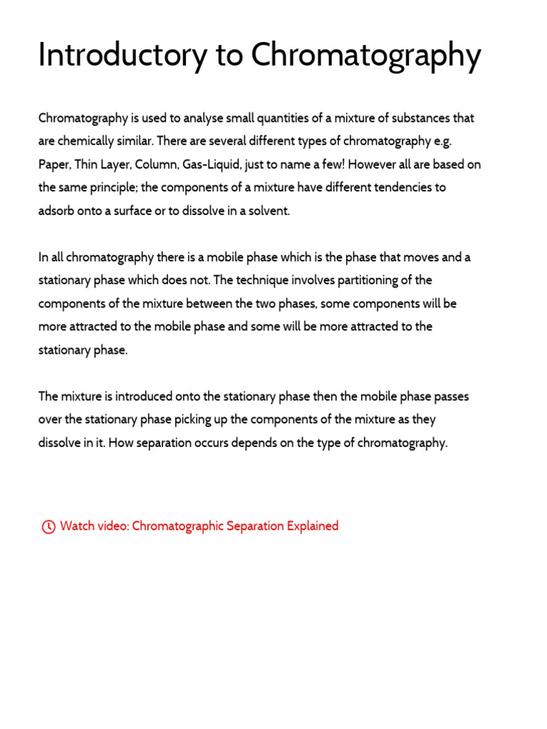 Lesson 1 - Introduction To Chromatography | PDF | Chromatography ...