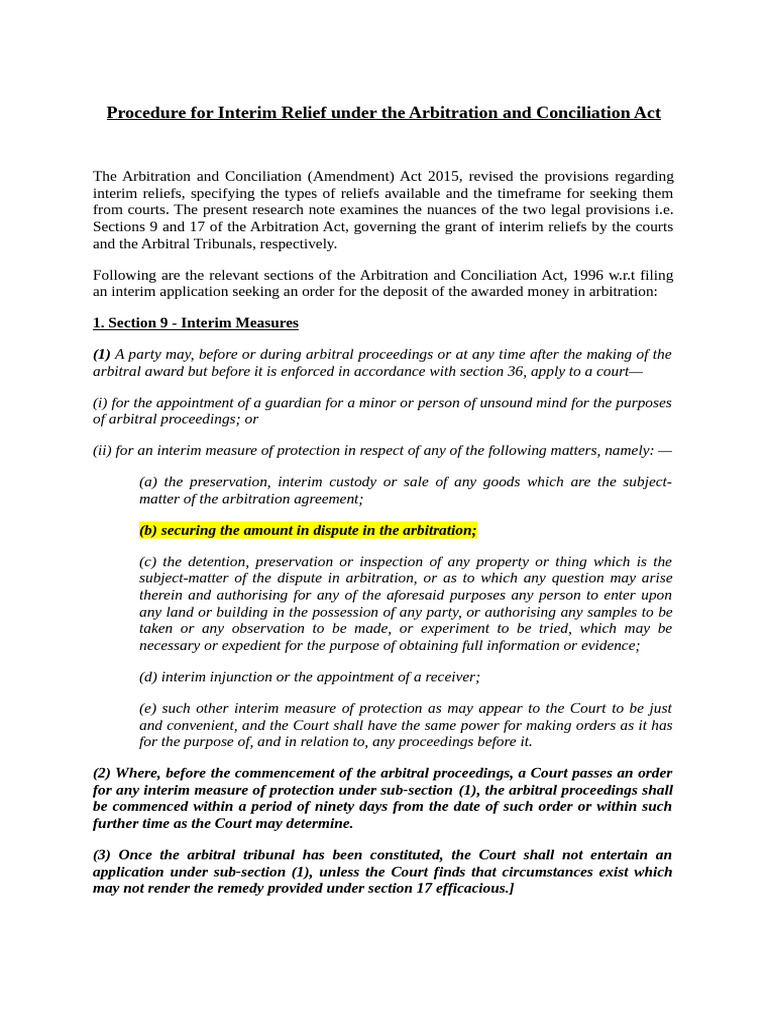 Interim Measures Under Arbitration Act | PDF | Arbitration | Tribunal