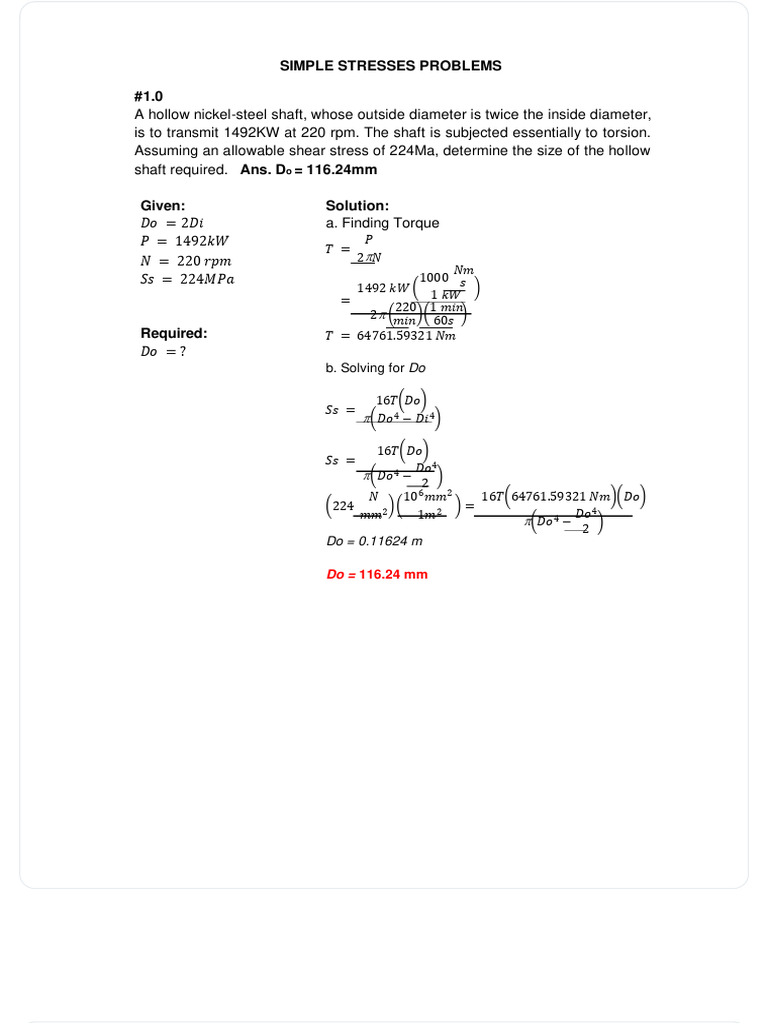 Simple Problems Act1 Compress | PDF | Stress (Mechanics) | Strength Of ...