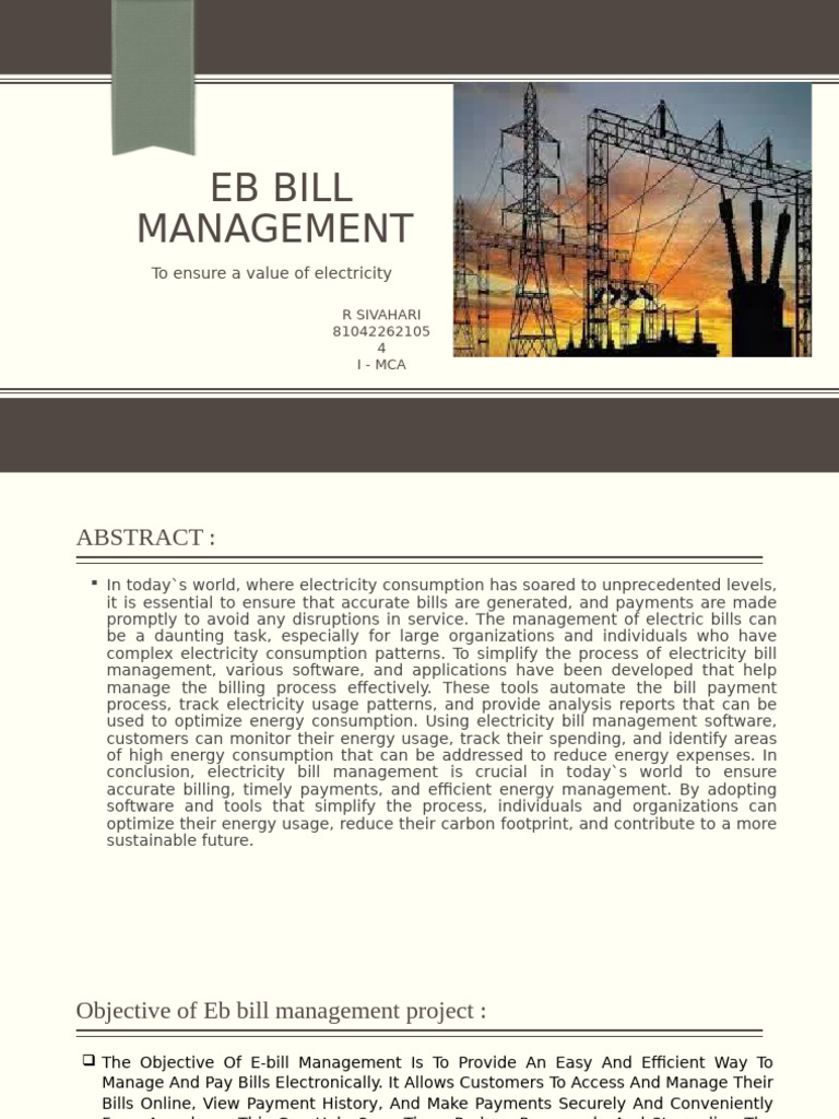 Efficient EB Bill Management System | PDF | Energy Conservation ...