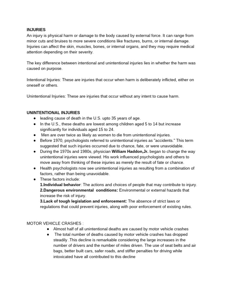Unintentional Injuries | PDF | Traffic Collision | Seat Belt