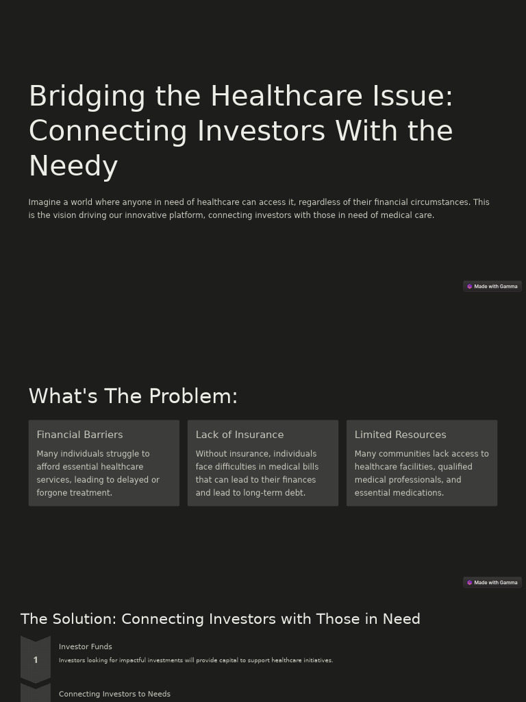 Bridging The Healthcare Issue Connecting Investors With The Needy | PDF ...