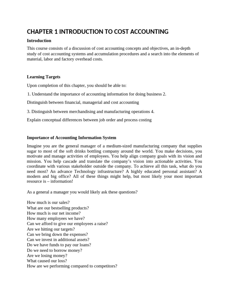 1 introduction to cost accounting pdf financial accounting cost