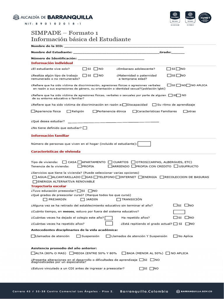 Formato SIMPADE 2026 para Estudiantes | PDF | Educación de la primera ...