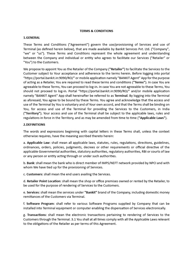 Terms & Conditions 1.general | PDF | Arbitration | Legal Liability