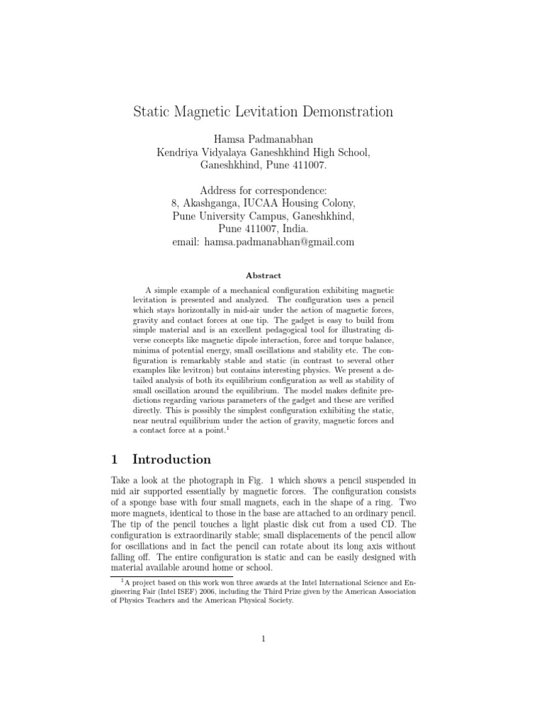 Hamsa's Paper | PDF | Force | Oscillation