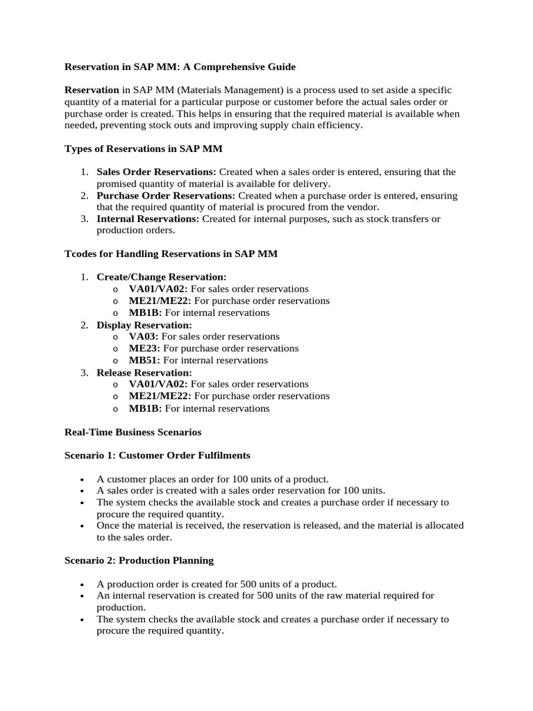 Reservations in details | PDF | Supply Chain Management | Business Process