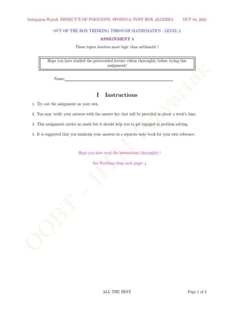 Level 2- Assignment 4 | PDF | Euclidean Plane Geometry | Mathematics