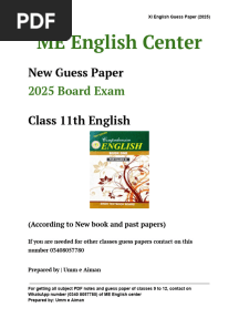 Class 11 English Guess (2025) - 1